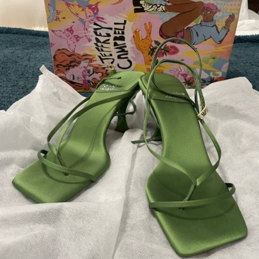 Jeffery Campbell Green Satin Strappy Sandal